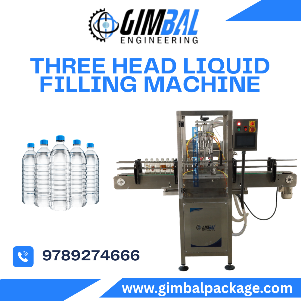 Three head liquid filling machine manufacturer – Gimbal Engineering